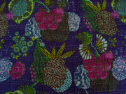 FLOWER PRINT KATHA STITCH BED COVER