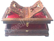 WOODEN HAND CARVED HOLY BOOK STAND AND BOX KASHMIRI CARVING DESIGN(12X8X3