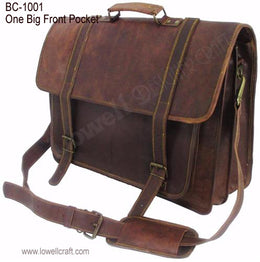 LEATHER VINTAGE LAPTOP MESSENGER SHOULDER BAG