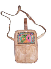 ARI EMBROIDERY LEATHER LONG SHOULDER HANDLE BAG