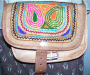 ARI EMBROIDERY LEATHER LONG SHOULDER HANDLE BAG