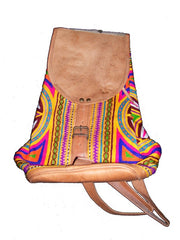 INDIAN HANDMADE LEATHER BAG BACKPACK EMBROIDED VINTAGE LOOK ETHNIC BAG