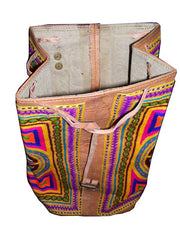 INDIAN HANDMADE LEATHER BAG BACKPACK EMBROIDED VINTAGE LOOK ETHNIC BAG