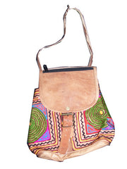 INDIAN HANDMADE LEATHER BAG BACKPACK EMBROIDED VINTAGE LOOK ETHNIC BAG