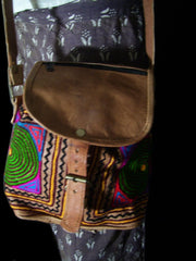 INDIAN HANDMADE LEATHER BAG BACKPACK EMBROIDED VINTAGE LOOK ETHNIC BAG