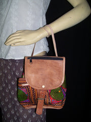 INDIAN HANDMADE LEATHER BAG BACKPACK EMBROIDED VINTAGE LOOK ETHNIC BAG