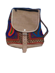 INDIAN HANDMADE LEATHER BAG BACKPACK EMBROIDED VINTAGE LOOK ETHNIC BAG