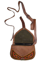 ARI EMBROIDERY LEATHER LONG SHOULDER HANDLE BAG