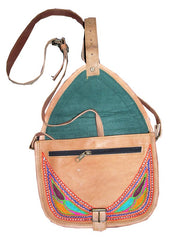 ARI EMBROIDERY LEATHER LONG SHOULDER HANDLE BAG