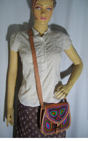 ARI EMBROIDERY LEATHER LONG SHOULDER HANDLE BAG