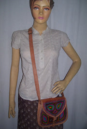 ARI EMBROIDERY LEATHER LONG SHOULDER HANDLE BAG