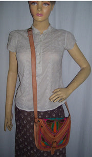 ARI EMBROIDERY LEATHER LONG SHOULDER HANDLE BAG