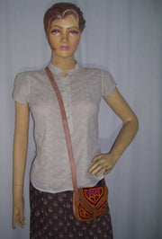 ARI EMBROIDERY LEATHER LONG SHOULDER HANDLE BAG