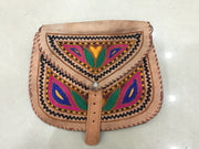 ARI EMBROIDERY LEATHER LONG SHOULDER HANDLE BAG