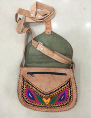 ARI EMBROIDERY LEATHER LONG SHOULDER HANDLE BAG