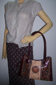 BATIK PRINT LEATHER HANDLE BAG