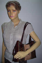 BATIK PRINT LEATHER HANDLE BAG