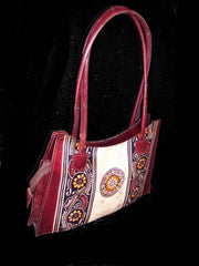 BATIK PRINT LEATHER HANDLE BAG