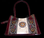 BATIK PRINT LEATHER HANDLE BAG