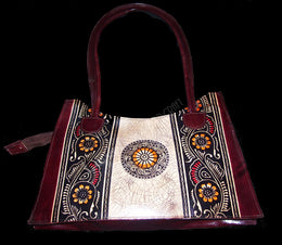 BATIK PRINT LEATHER HANDLE BAG