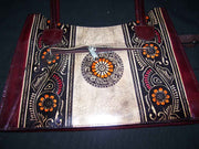 BATIK PRINT LEATHER HANDLE BAG