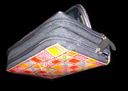 SMALL SIZE DOUBLE ZIP LEATHER CLUTCH BAG