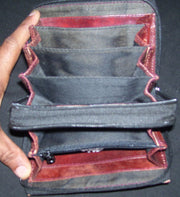 SMALL SIZE DOUBLE ZIP LEATHER CLUTCH BAG