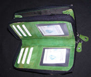DOUBLE ZIP LEATHER CLUTCH BAG