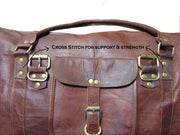 REAL LEATHER VINTAGE TRAVEL DUFFEL GYM BAG