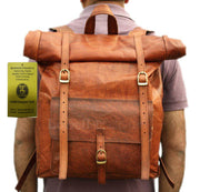 LEATHER ROLL TOP BACKPACK