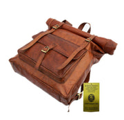 LEATHER ROLL TOP BACKPACK