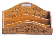 Quality Carved Mango solid Wood With-Inlaid letter/paper rack