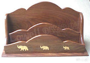 WOODEN  LETTER/PAPER RACK HOLDER WITH COMPARTMENT