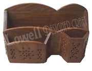 CARVED WOODEN  DESK ORGANIZER