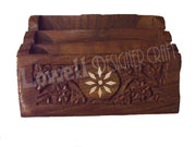 Beatiful Carved Floral Wooden Wood Letter Rack