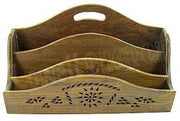 Quality Carved Mango solid Wood With-Inlaid letter/paper rack