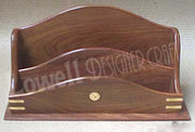 BRASS INLAY WOODEN DESK LETTER RACK