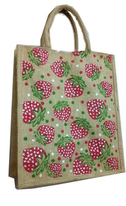 Cherry Print Jute Tote Bag(12
