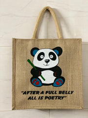 Panda print jute Gift bag(12
