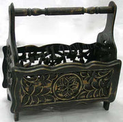 CARVED  WOOD  MAGAZINE RACK