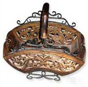 ANTIQUE FINISH CARVED  WOODEN  MAGAZINE HOLDER