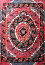 FLORAL HIPPIE ELEPHANT MANDALA TAPESTRY