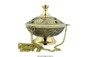 Antique Embossed Brass Charcoal Incense Burner Hanging