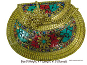 HANDMADE VINTAGE ETHNIC METAL CLUTCH CUM SLING BAG