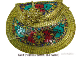 ANTIQUE BRASS METAL VINTAGE CLUTCH BAG