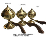 Charcoal Brass Incense Burner with Wooden Handle
