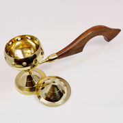 Charcoal Brass Incense Burner with Wooden Handle