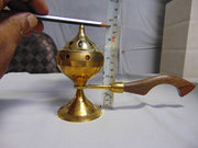 Charcoal Brass Incense Burner with Wooden Handle