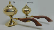 Charcoal Brass Incense Burner with Wooden Handle