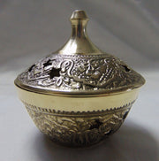 Brass Champhor Incense Burner Embossed With Net
